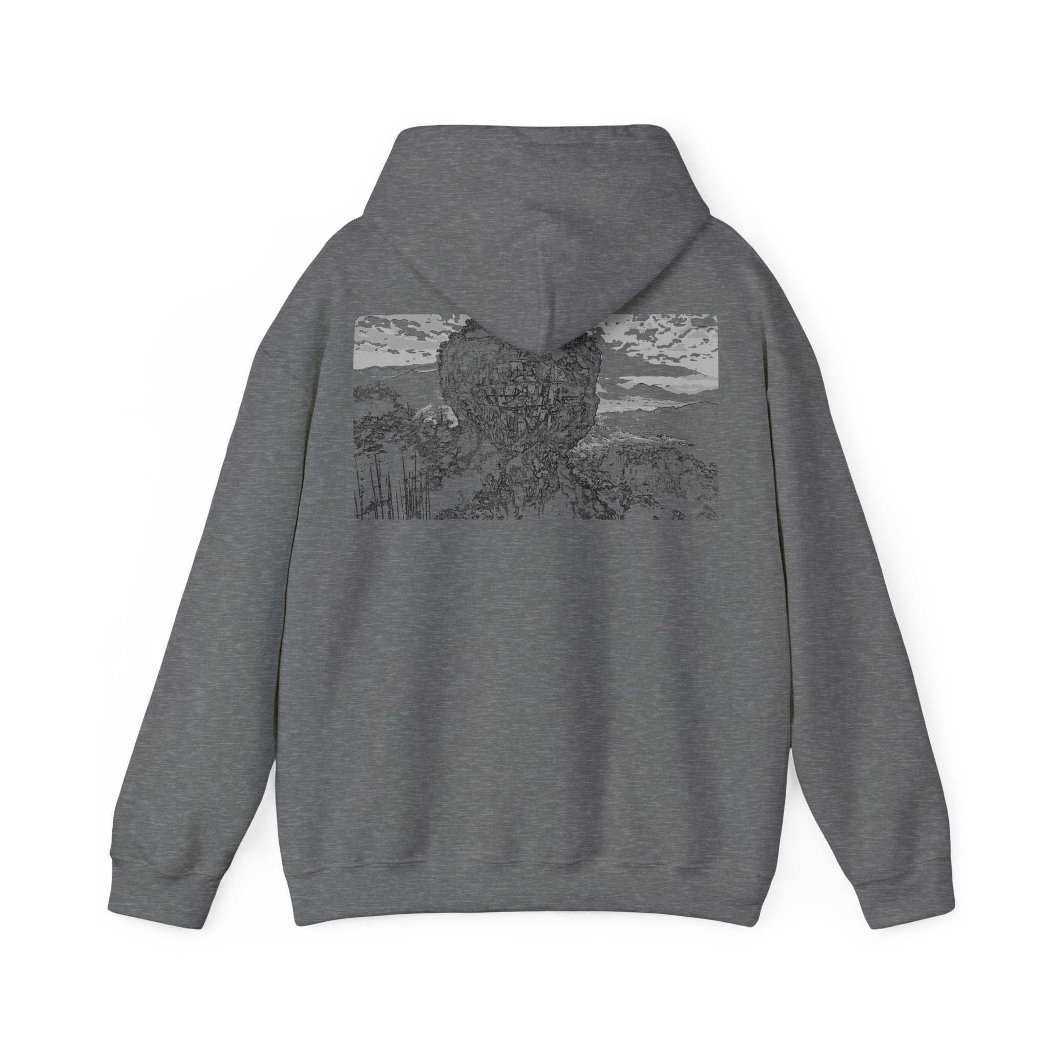 Middle Mountain Hoodie, Monochrome, Outdoor Adventure Apparel, Streetwear, Gift for Nature Lovers