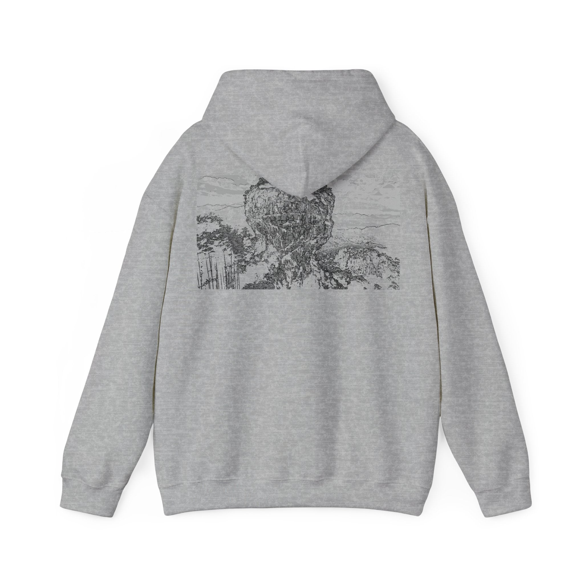 Middle Mountain Hoodie, Monochrome, Outdoor Adventure Apparel, Streetwear, Gift for Nature Lovers