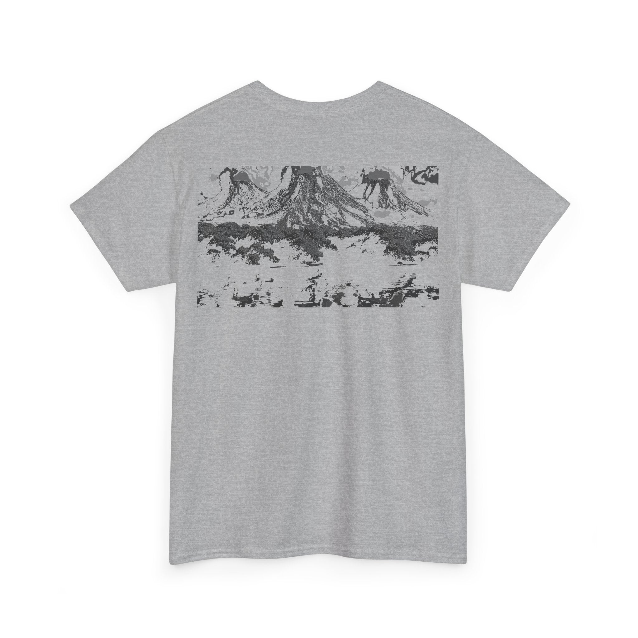 Volcano Island, Heavy Cotton Tee, Nature Lover Shirt, Adventure Graphic Tee, Outdoor Gift, Travel Apparel, Streetwear Outfit, Monochrome
