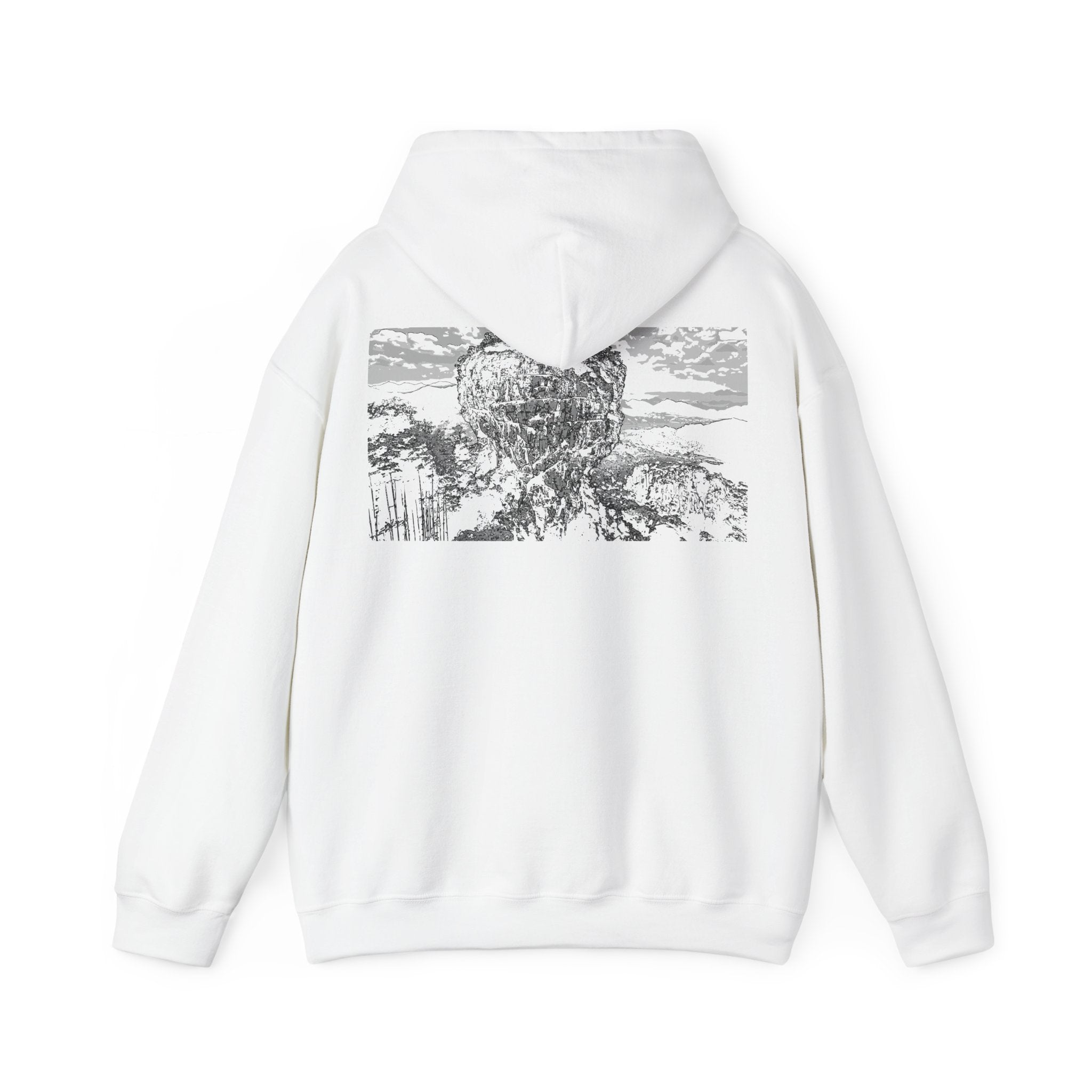 Middle Mountain Hoodie, Monochrome, Outdoor Adventure Apparel, Streetwear, Gift for Nature Lovers