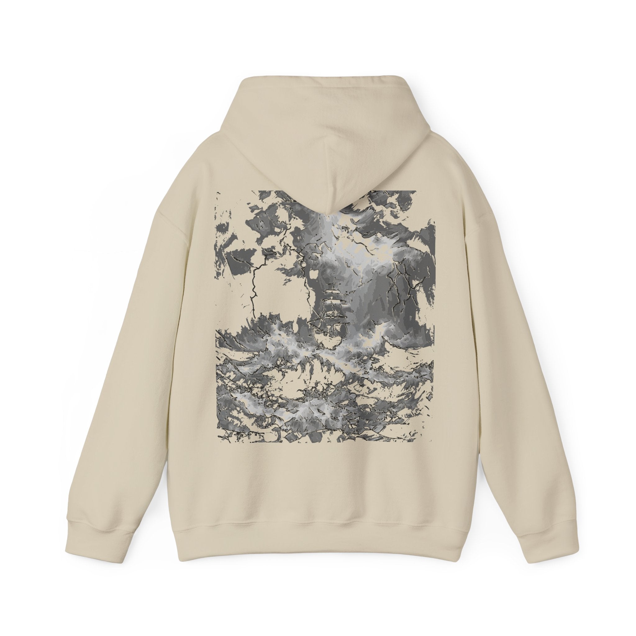 Storming Sea Hoodie, Monochrome, Nature Lovers | Cozy Pullover for Outdoor Adventures, Gifts, StreetWear