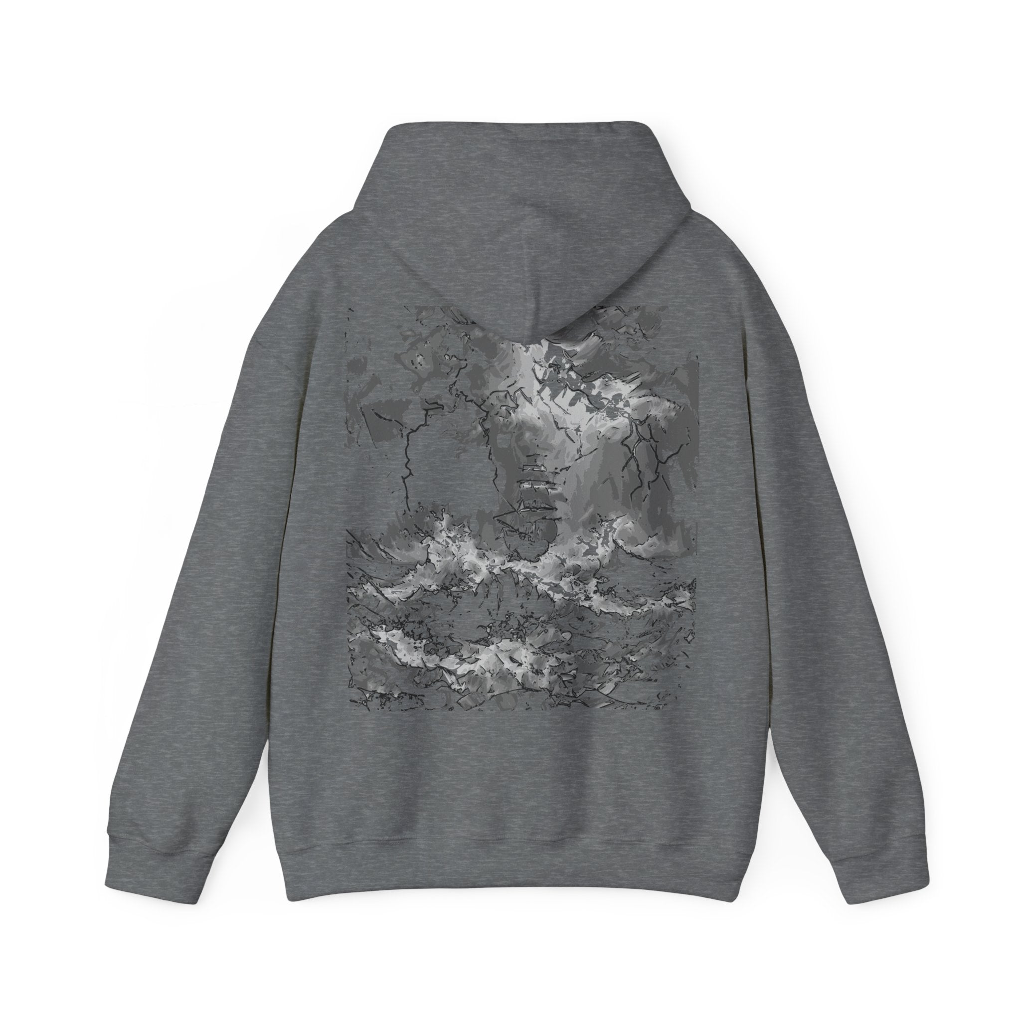 Storming Sea Hoodie, Monochrome, Nature Lovers | Cozy Pullover for Outdoor Adventures, Gifts, StreetWear