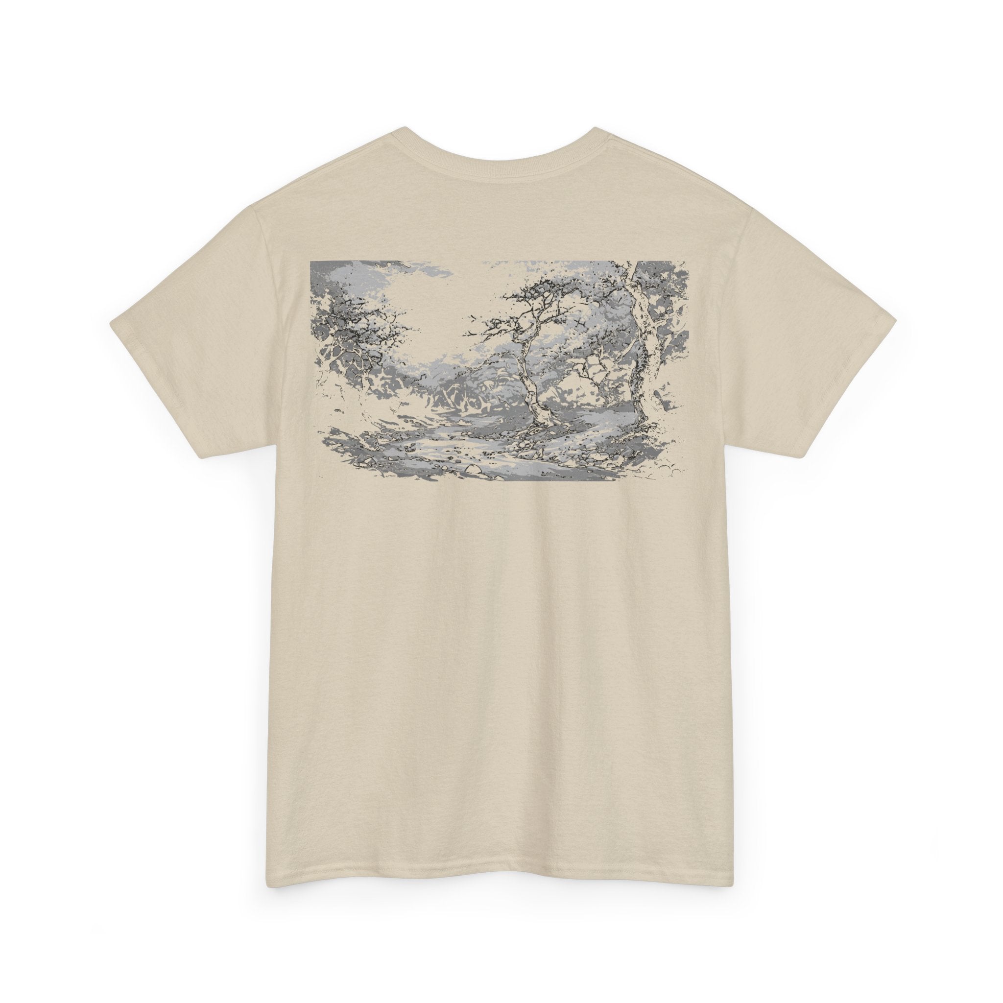 Sakura Trees Heavy Cotton Tee, Graphic Tee, Relaxed Fit Shirt, StreetWear, Gift for Nature Lovers, Streetwear Style, Monochrome