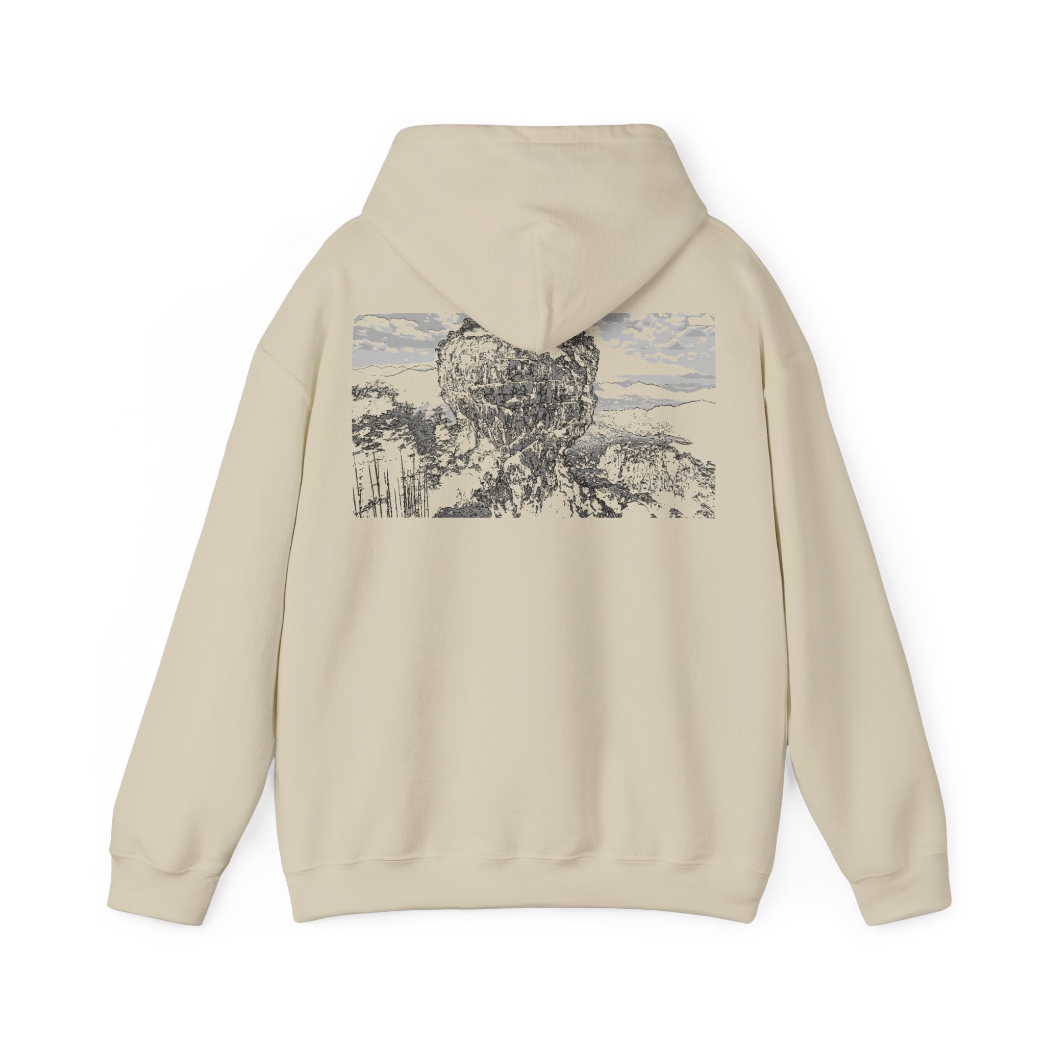 Middle Mountain Hoodie, Monochrome, Outdoor Adventure Apparel, Streetwear, Gift for Nature Lovers