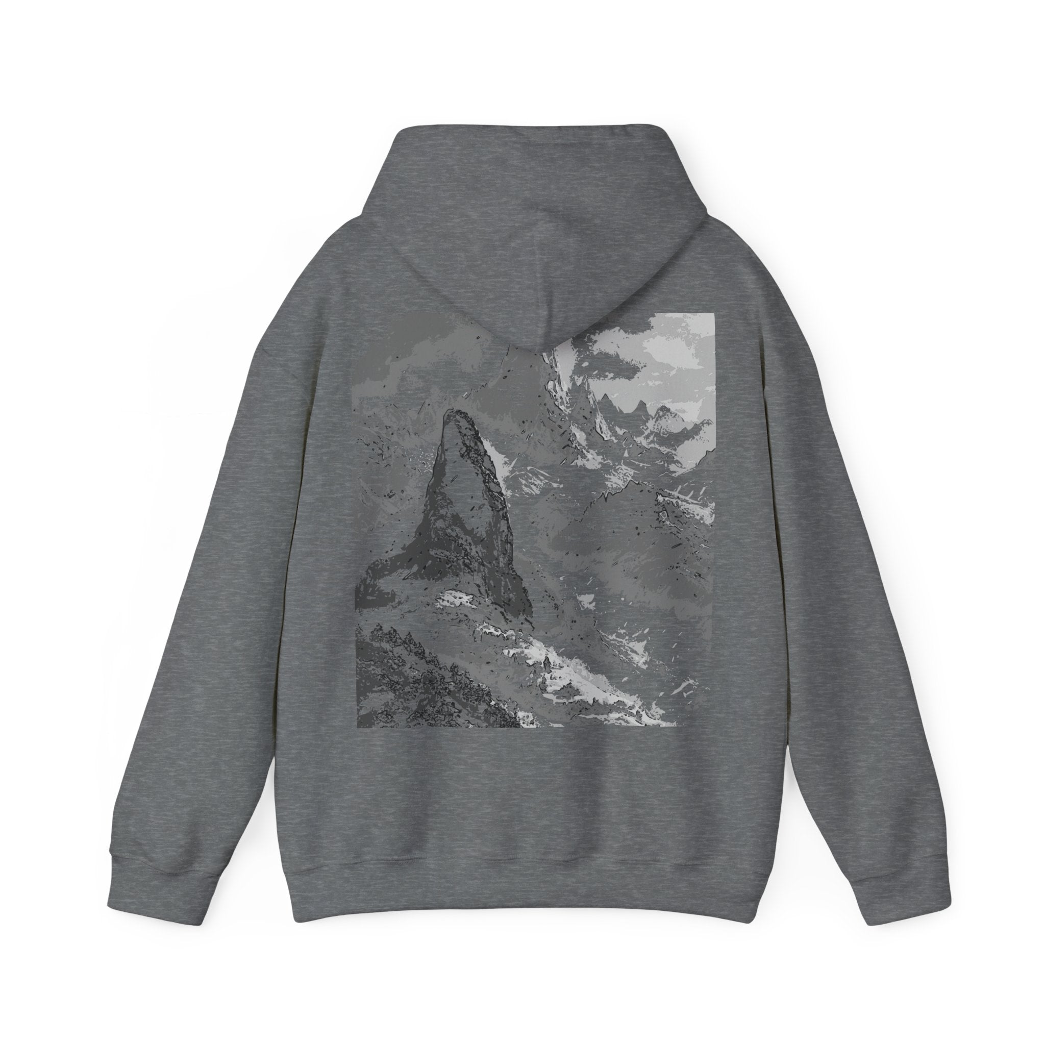 Snowy Mountain Hoodie, Cozy Sweatshirt for Nature Lovers, Streetwear, Adventure Apparel, Winter Fashion, Monochrome
