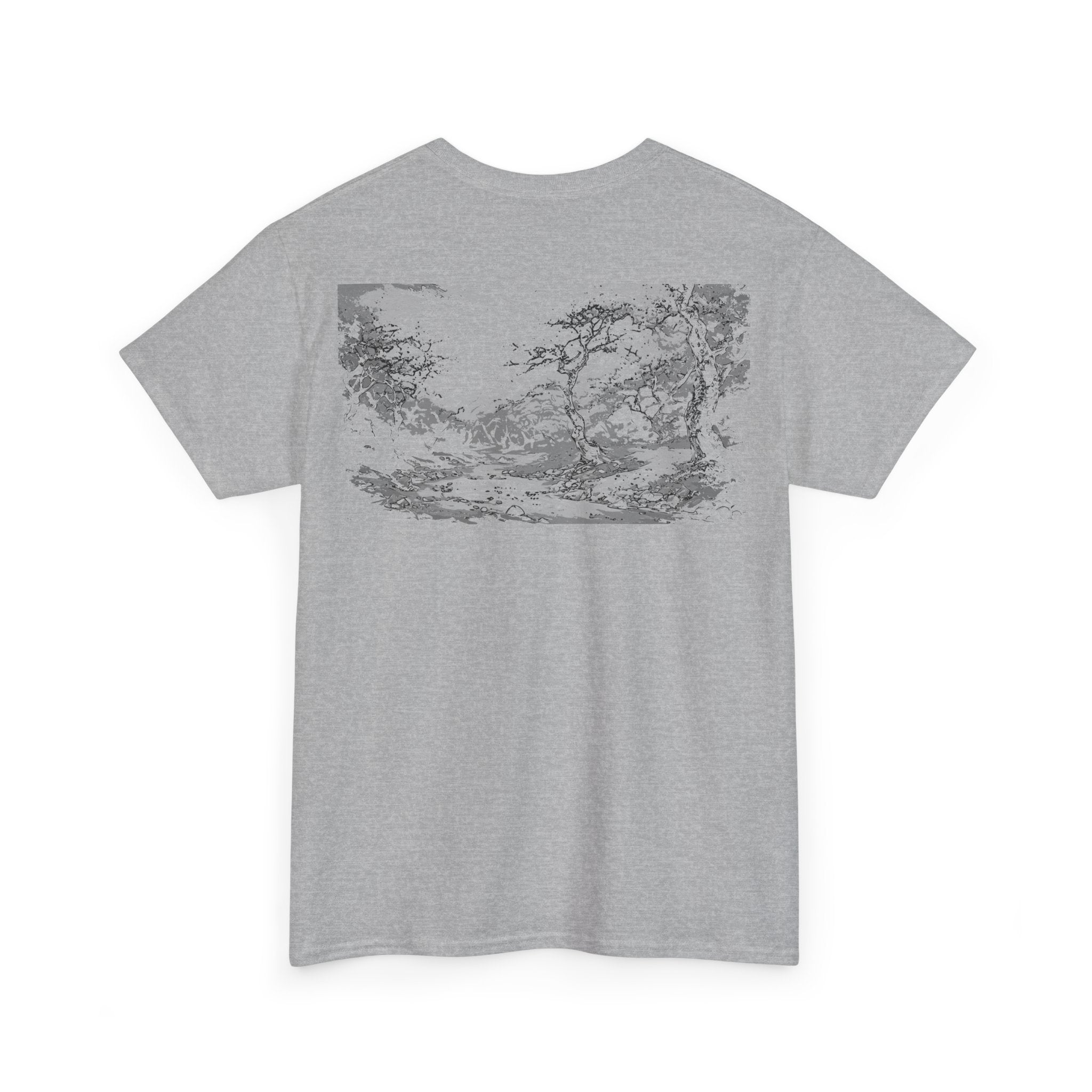 Sakura Trees Heavy Cotton Tee, Graphic Tee, Relaxed Fit Shirt, StreetWear, Gift for Nature Lovers, Streetwear Style, Monochrome
