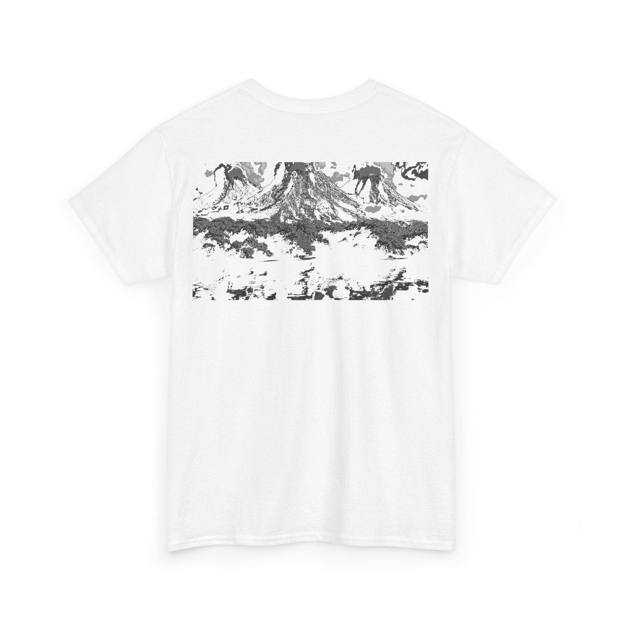 Volcano Island, Heavy Cotton Tee, Nature Lover Shirt, Adventure Graphic Tee, Outdoor Gift, Travel Apparel, Streetwear Outfit, Monochrome