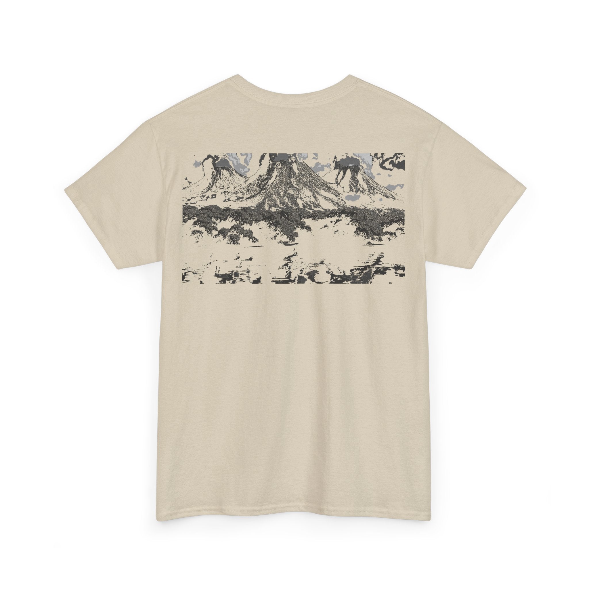Volcano Island, Heavy Cotton Tee, Nature Lover Shirt, Adventure Graphic Tee, Outdoor Gift, Travel Apparel, Streetwear Outfit, Monochrome