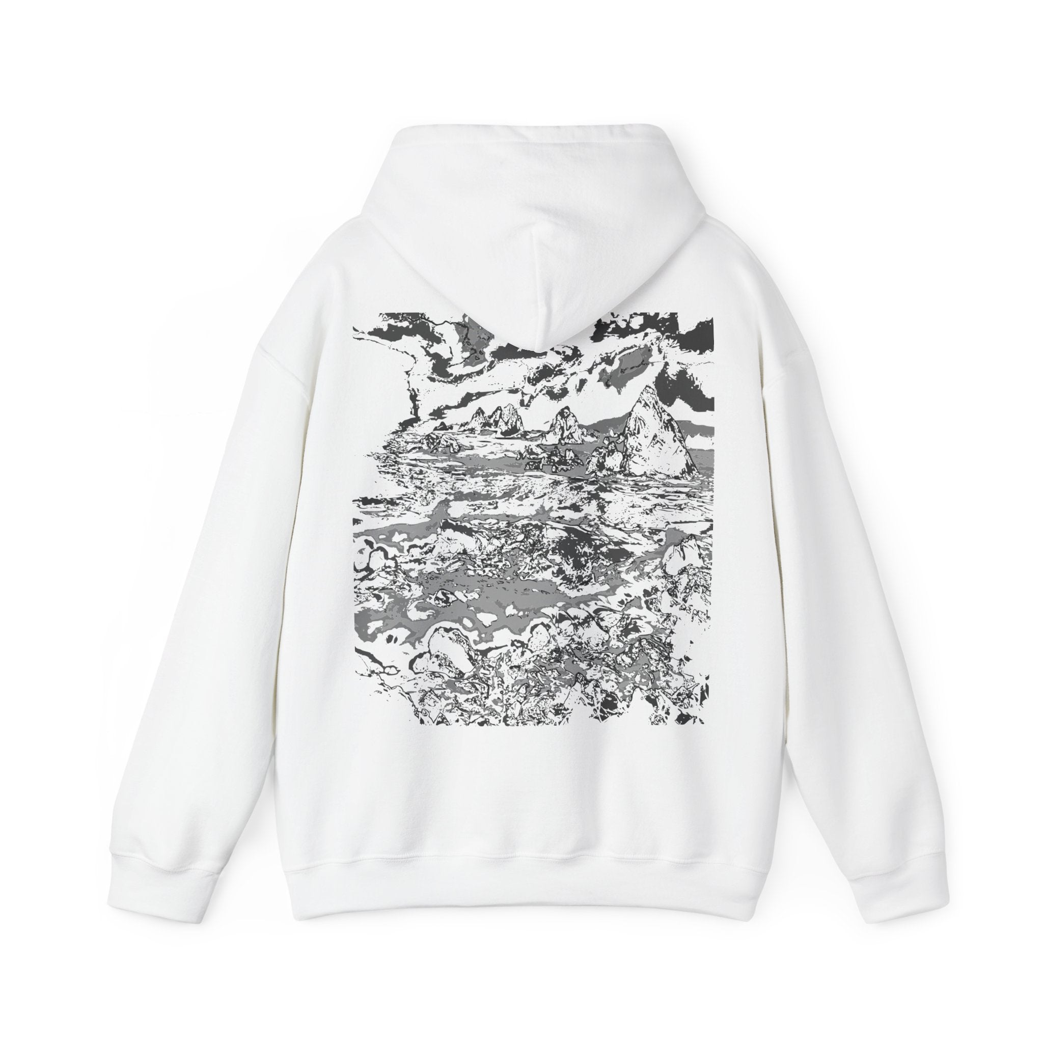 Pebble Beech Hoodie, Cozy Graphic with Artistic Design, Sweatshirt for Casual Style, Pull-over for Everyday, Streetwear, Monochrome