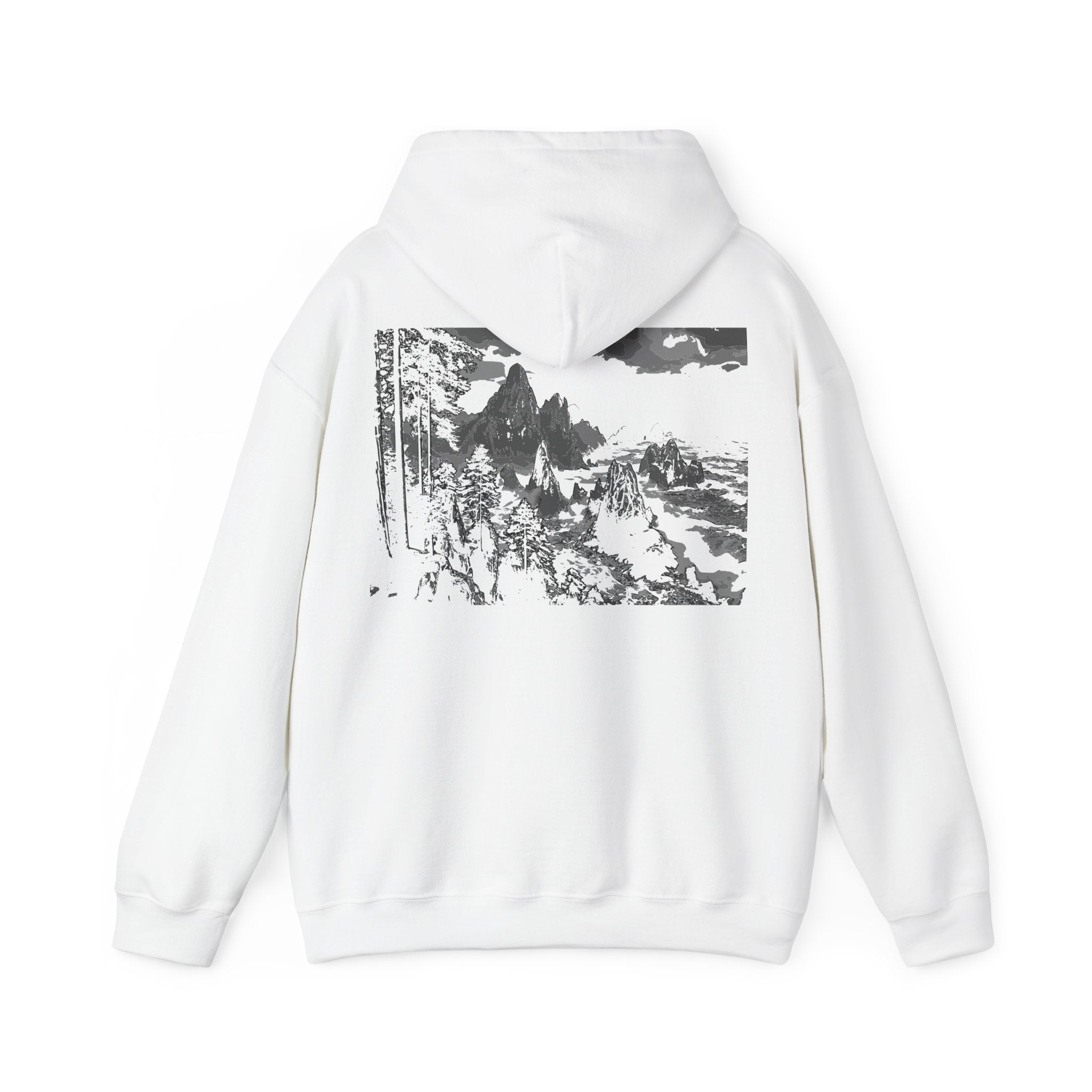 Redwood Shore Monochrome, Nature-Inspired Heavy Blend™ Hoodie, Cozy Outdoor Sweatshirt for Adventurers,Nature Lovers, Travel Apparel, Streetwear