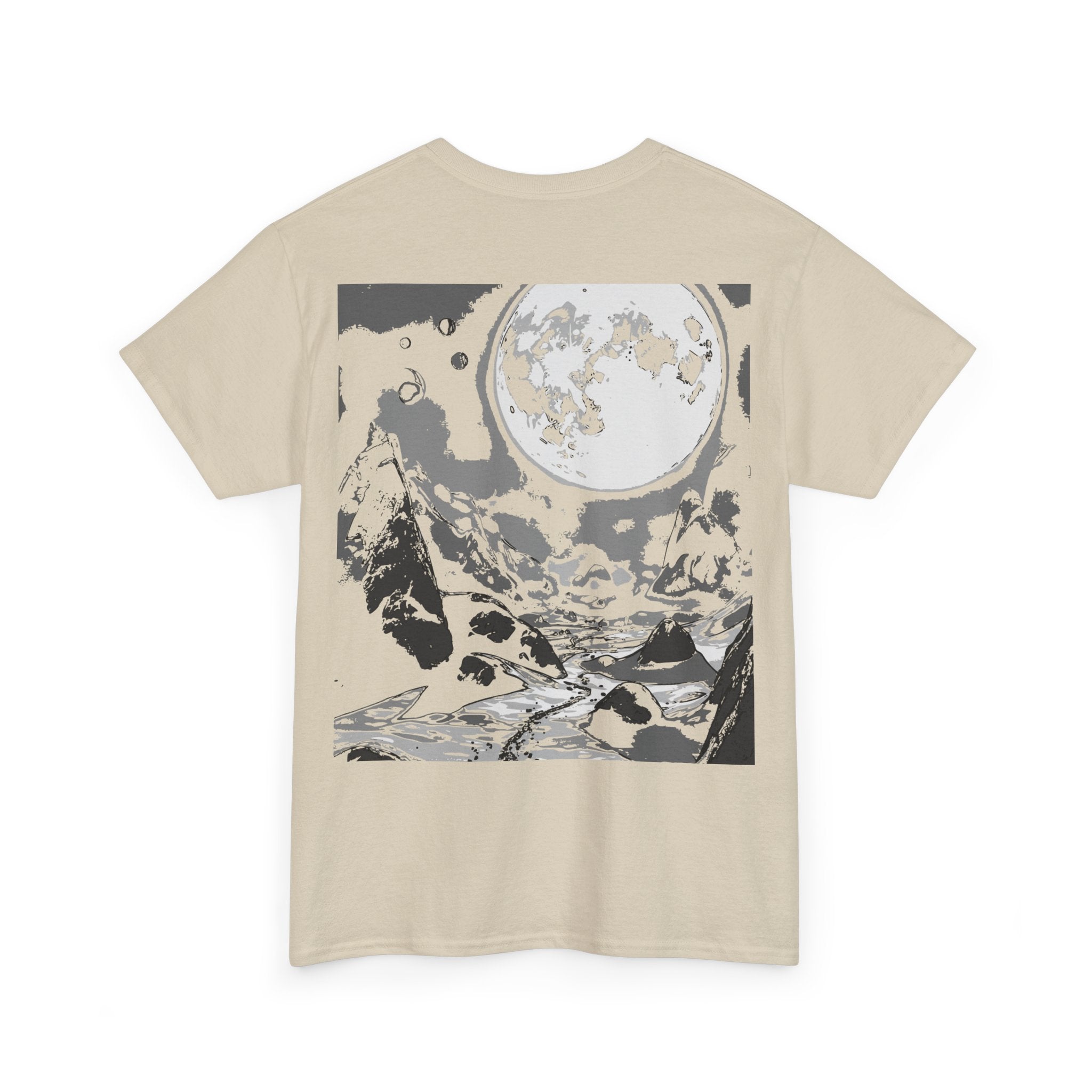 Mountain Moon Tee - Monochrome, Nature Lover, Streetwear, Outdoor Apparel, Graphic Tee