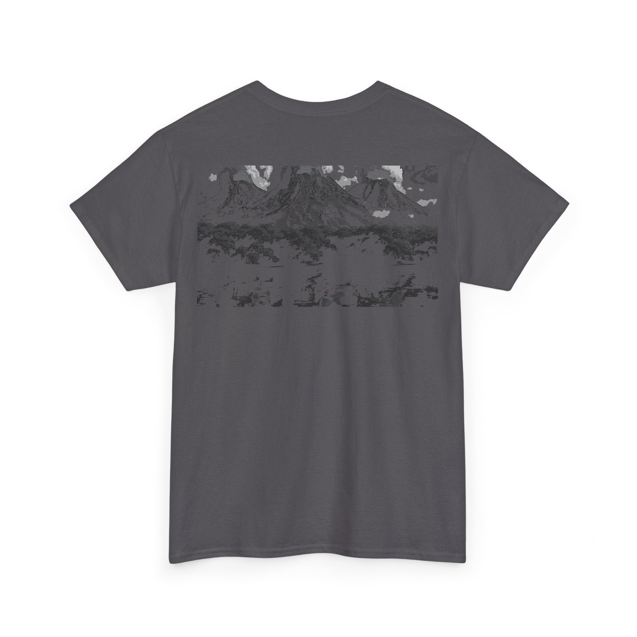 Volcano Island, Heavy Cotton Tee, Nature Lover Shirt, Adventure Graphic Tee, Outdoor Gift, Travel Apparel, Streetwear Outfit, Monochrome