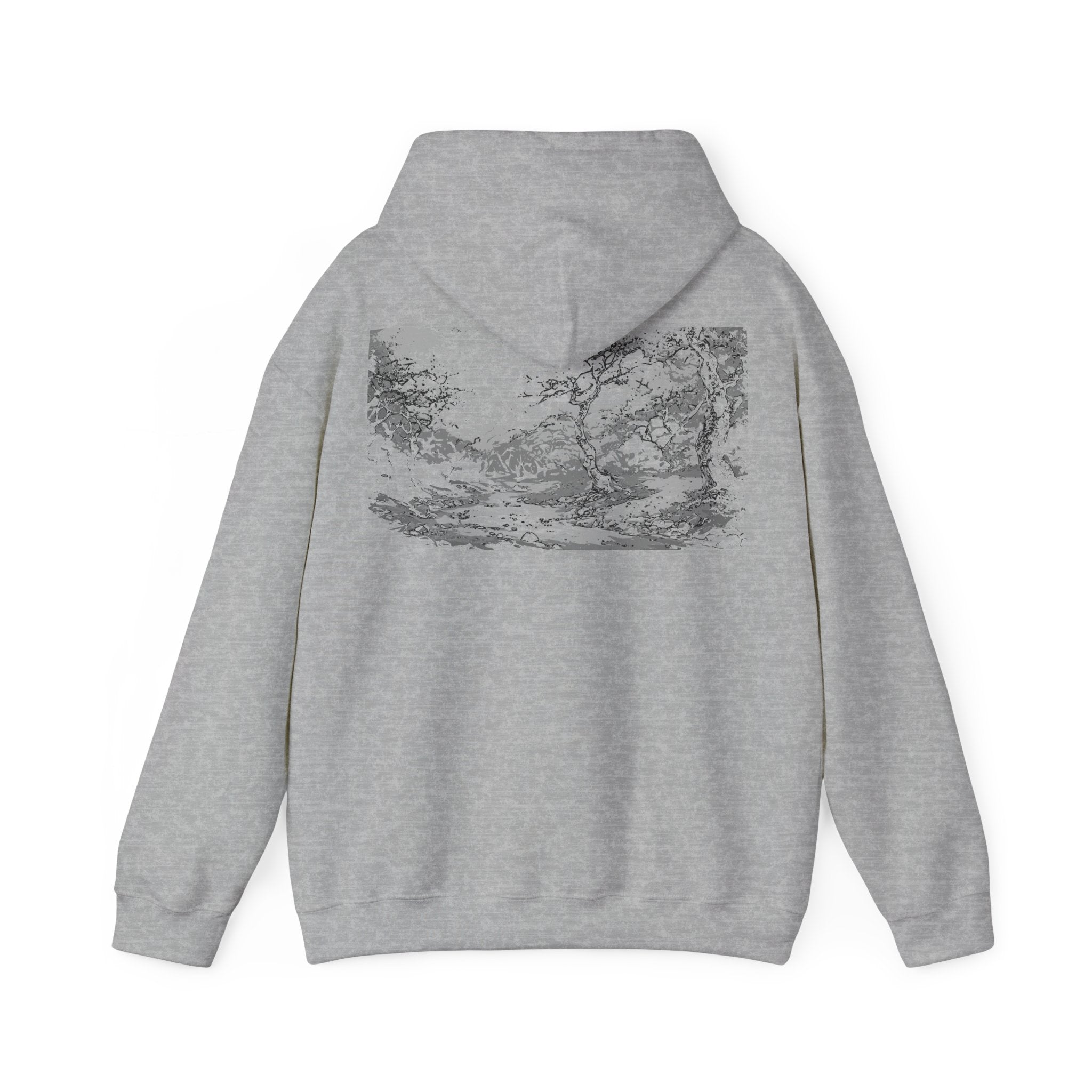 Sakura Trees Tee, Nature-Inspired Cozy Hoodie, Monochrome, Comfy Sweatshirt for Nature Lovers, Outdoor Adventures, Perfect Gift for Nature Enthusiasts