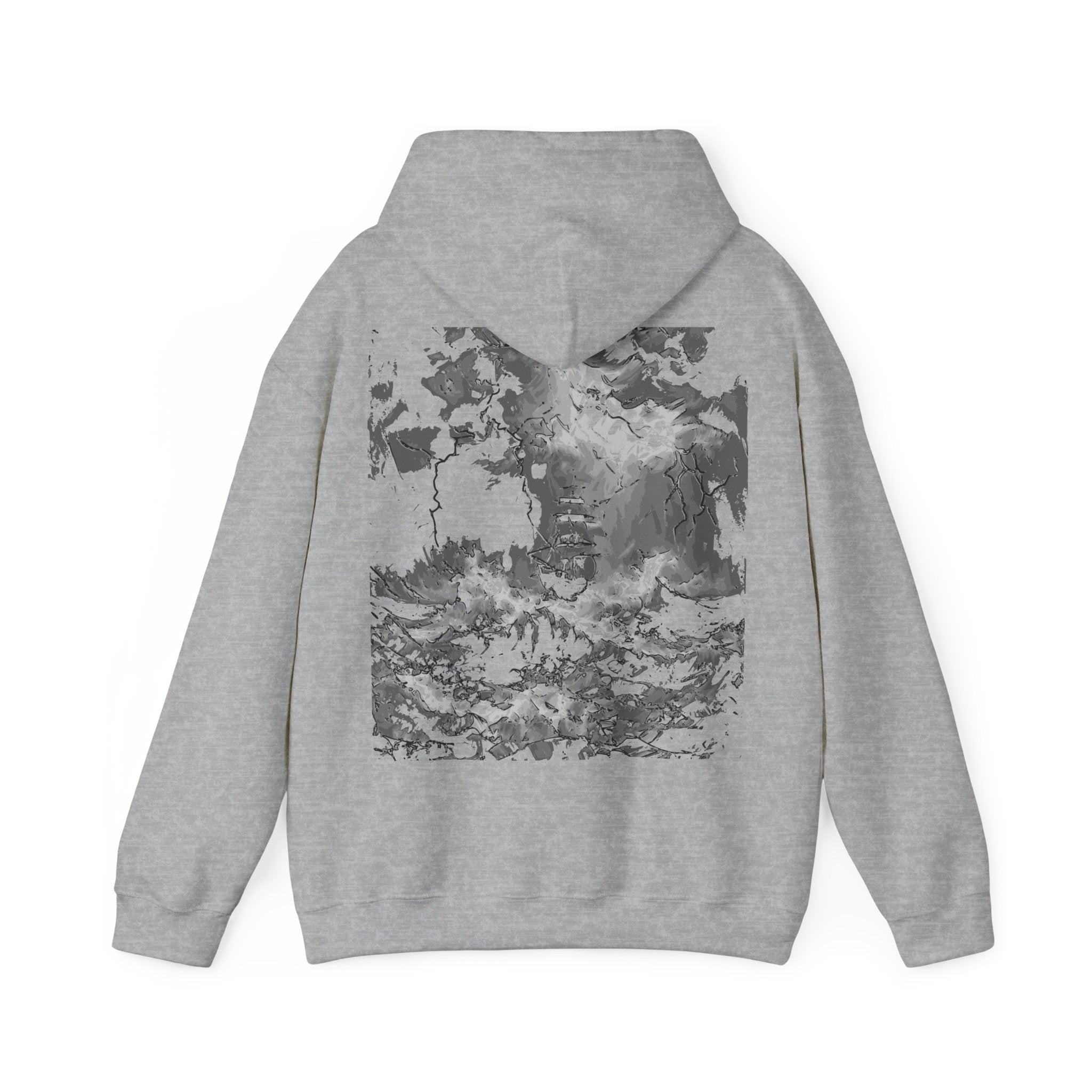 Storming Sea Hoodie, Monochrome, Nature Lovers | Cozy Pullover for Outdoor Adventures, Gifts, StreetWear