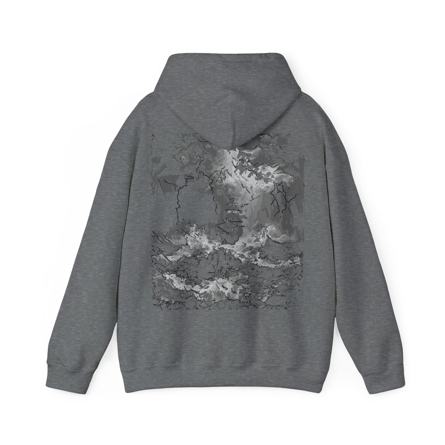 Scenic Landscape Hoodie, Monochrome, Nature Lovers | Cozy Pullover for Outdoor Adventures, Gifts, Casual Wear
