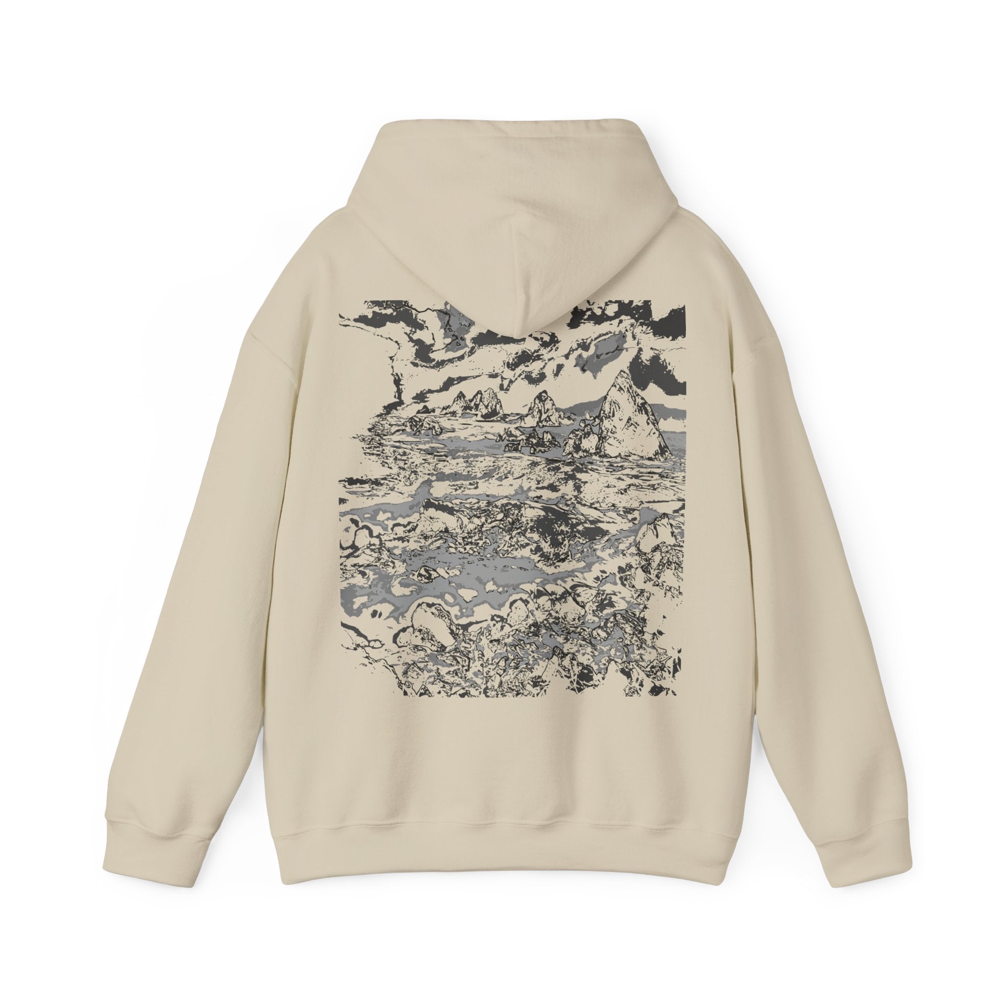 Pebble Beech Hoodie, Cozy Graphic with Artistic Design, Sweatshirt for Casual Style, Pull-over for Everyday, Streetwear, Monochrome