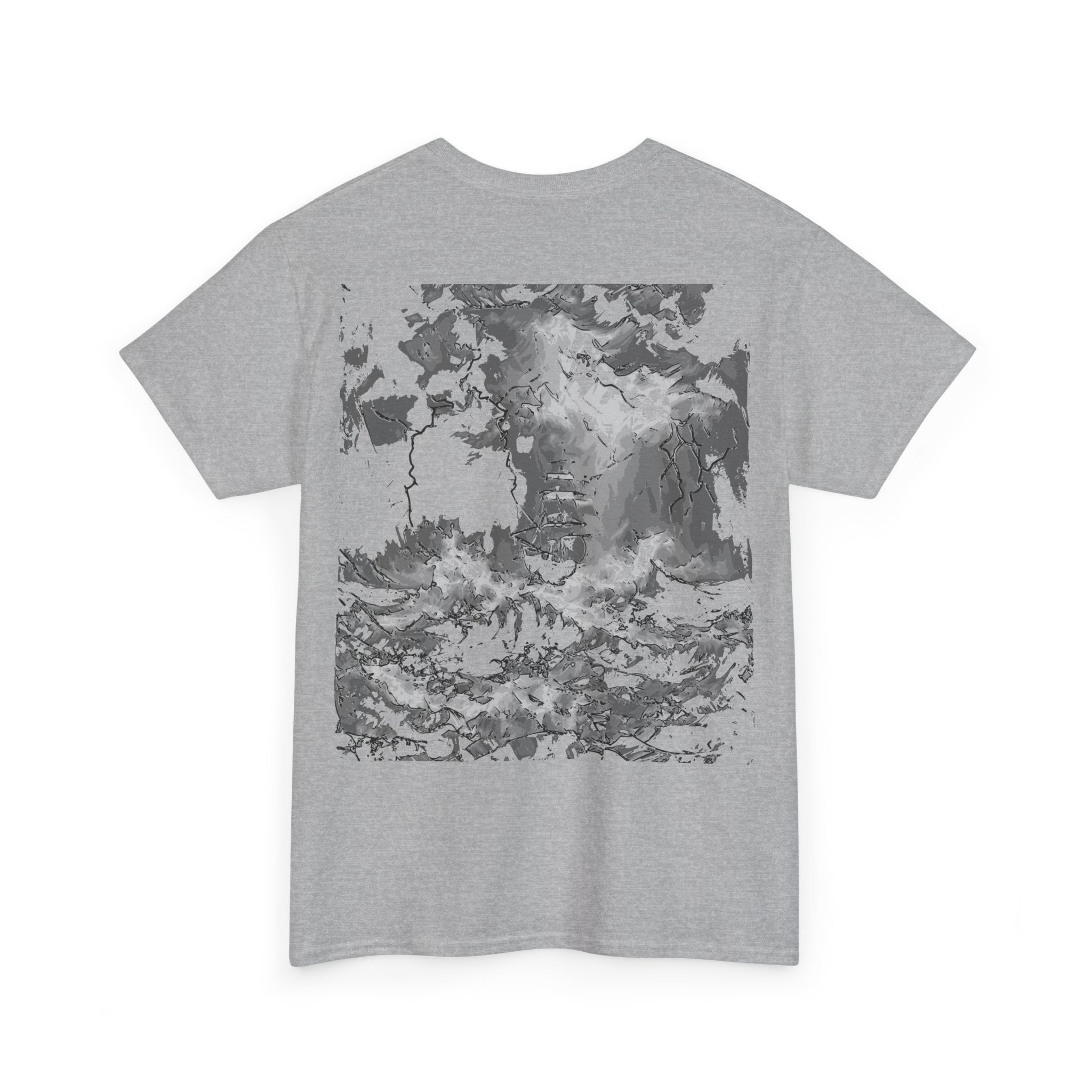 Storming Sea, Monochrome Art Tee - Heavy Cotton T-Shirt, Streetwear, Graphic Tee, Streetwear, Nature Lovers