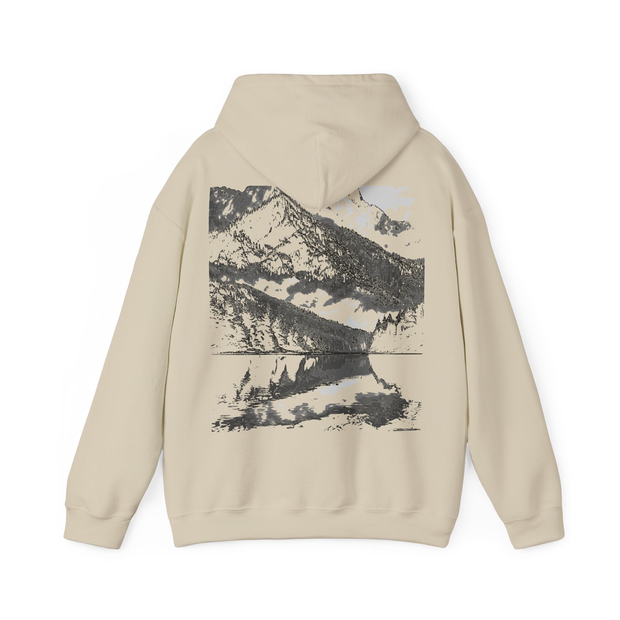 Reflective Mountain Hoodie, Monochrome, Outdoor Adventure Apparel, Streetwear, Gift for Nature Lovers