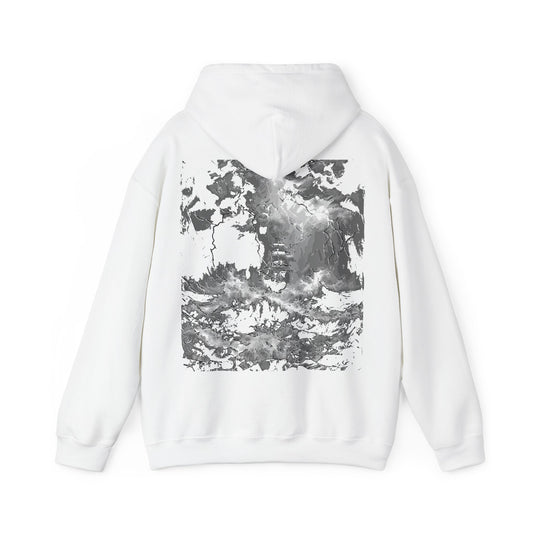 Scenic Landscape Hoodie, Monochrome, Nature Lovers | Cozy Pullover for Outdoor Adventures, Gifts, Casual Wear