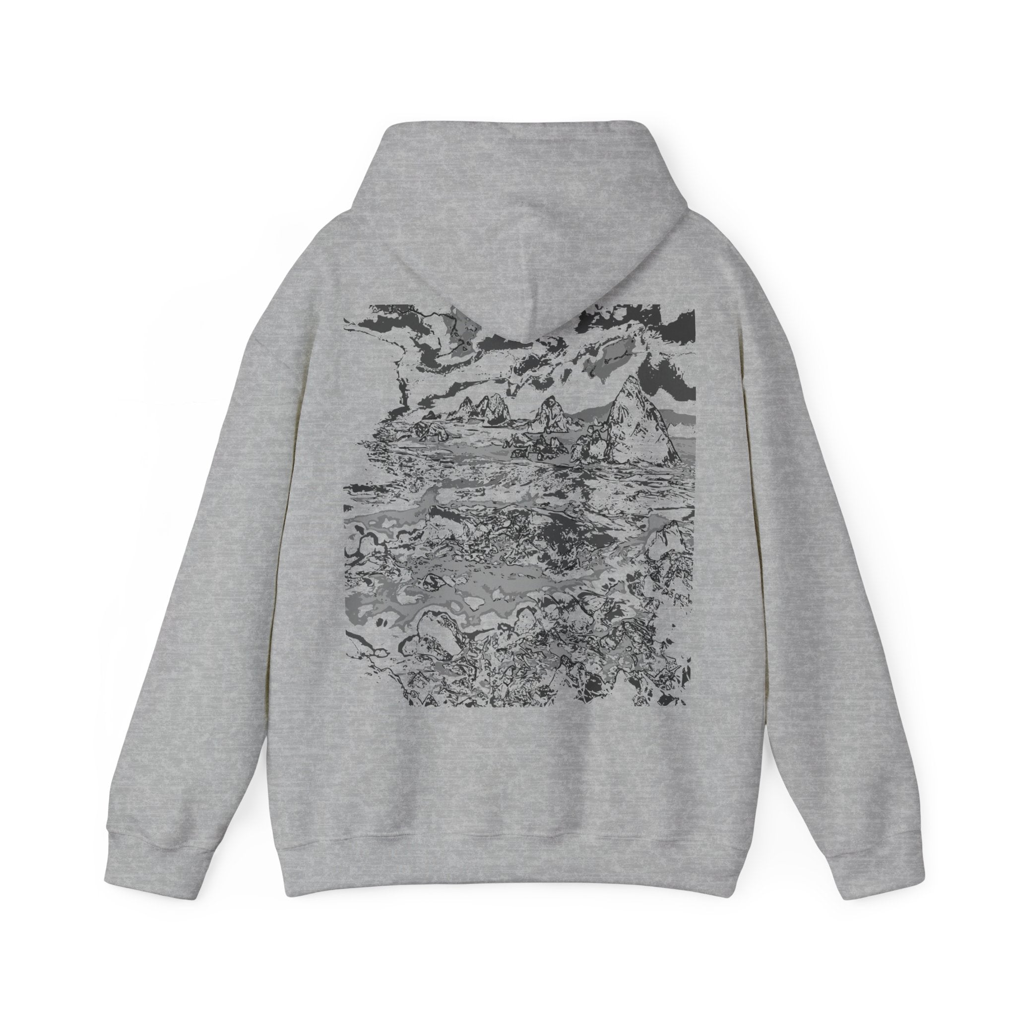 Pebble Beech Hoodie, Cozy Graphic with Artistic Design, Sweatshirt for Casual Style, Pull-over for Everyday, Streetwear, Monochrome