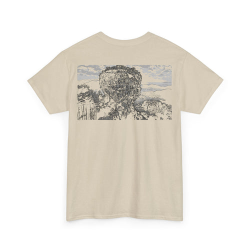 Middle Mountain Tee, Heavy Cotton Tee, Retro Graphic T-Shirt, Streetwear, Gift for Friends, Trendy Outfit, Everyday Style, Monochrome