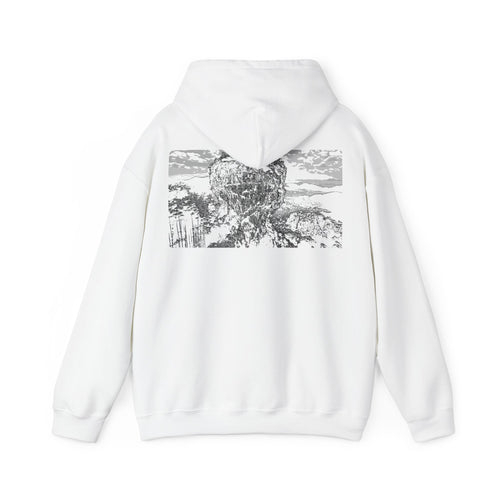 Middle Mountain Hoodie, Monochrome, Outdoor Adventure Apparel, Streetwear, Gift for Nature Lovers