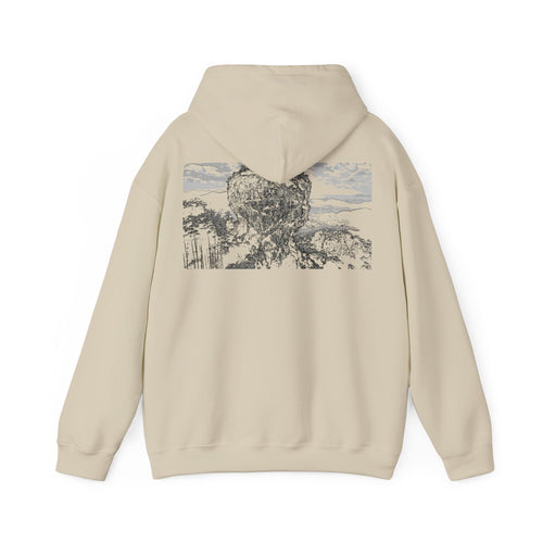 Middle Mountain Hoodie, Monochrome, Outdoor Adventure Apparel, Streetwear, Gift for Nature Lovers