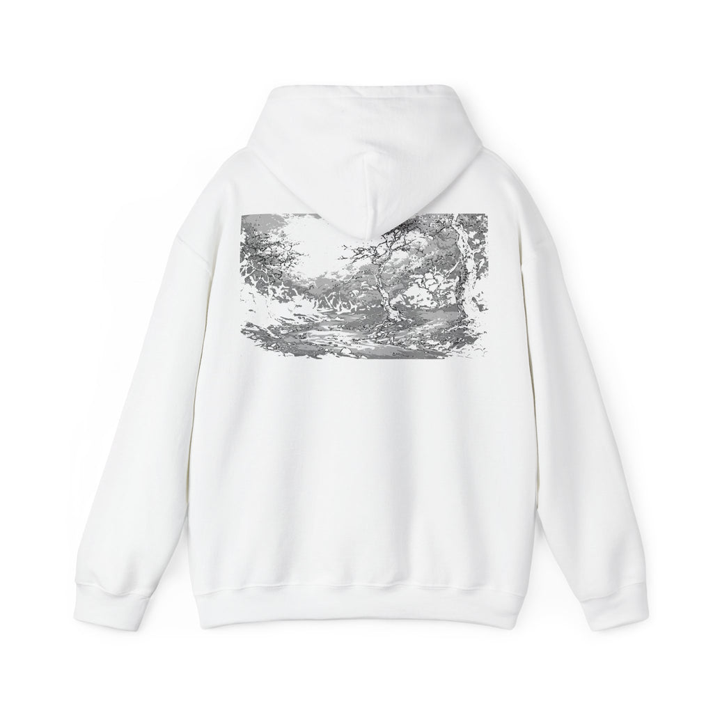 Sakura Trees Tee, Nature-Inspired Cozy Hoodie, Monochrome, Comfy Sweatshirt for Nature Lovers, Outdoor Adventures, Perfect Gift for Nature Enthusiasts