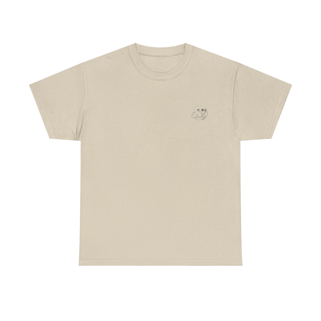 Redwood Shore, Heavy Cotton Tee with Artistic Landscape Design, Monochrome, Streetwear, Nature Lovers, Graphic T-Shirt, Eco-Friendly Apparel