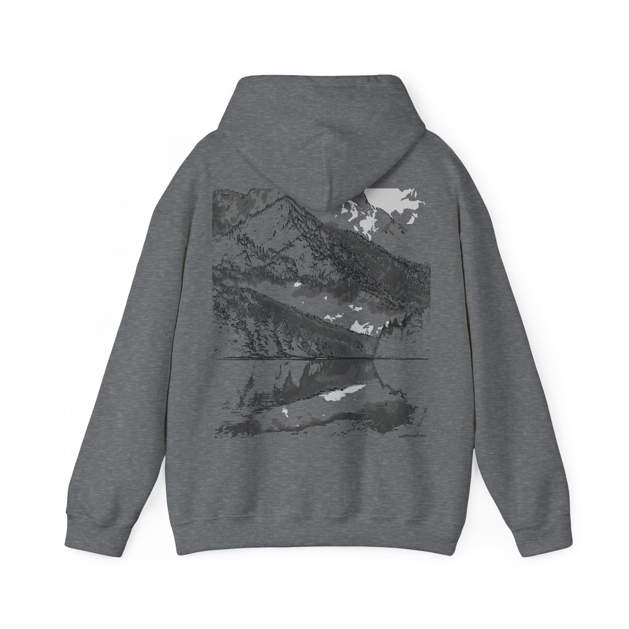 Reflective Mountain Hoodie, Monochrome, Outdoor Adventure Apparel, Streetwear, Gift for Nature Lovers