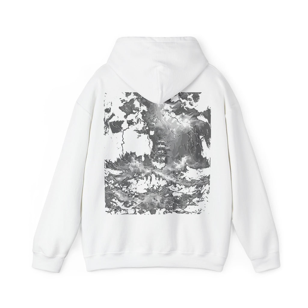 Storming Sea Hoodie, Monochrome, Nature Lovers | Cozy Pullover for Outdoor Adventures, Gifts, StreetWear